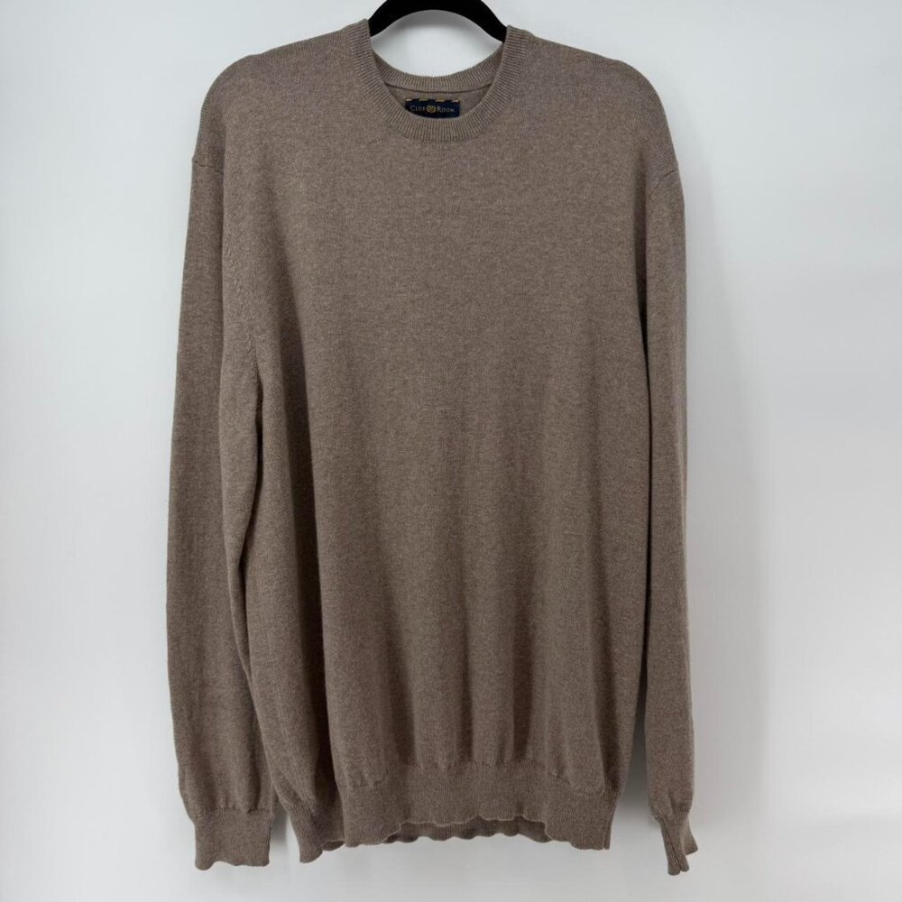 Club Room Cotton Cashmere Crewneck Sweater Brown Size XL